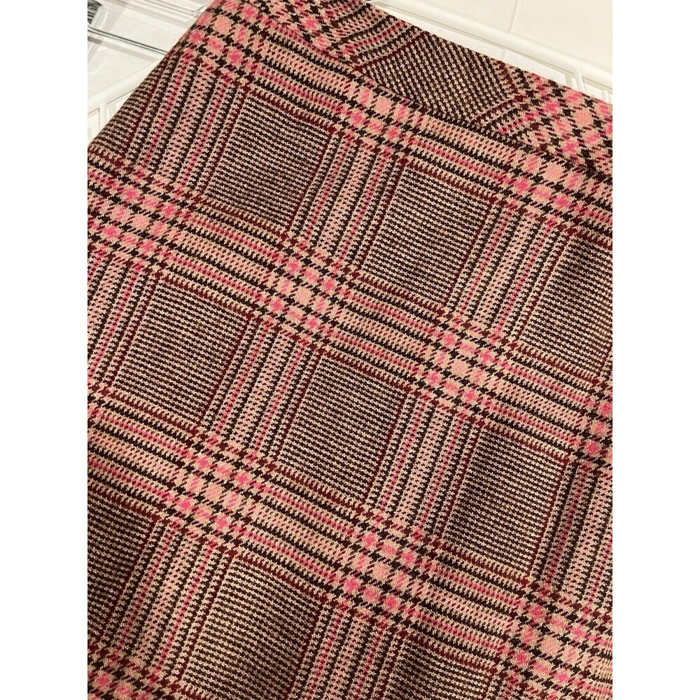 Womens Talbots Mini Pencil Skirt SZ 4 Petite Pink Plaid Wool Blend Academia Work - Picture 3 of 9